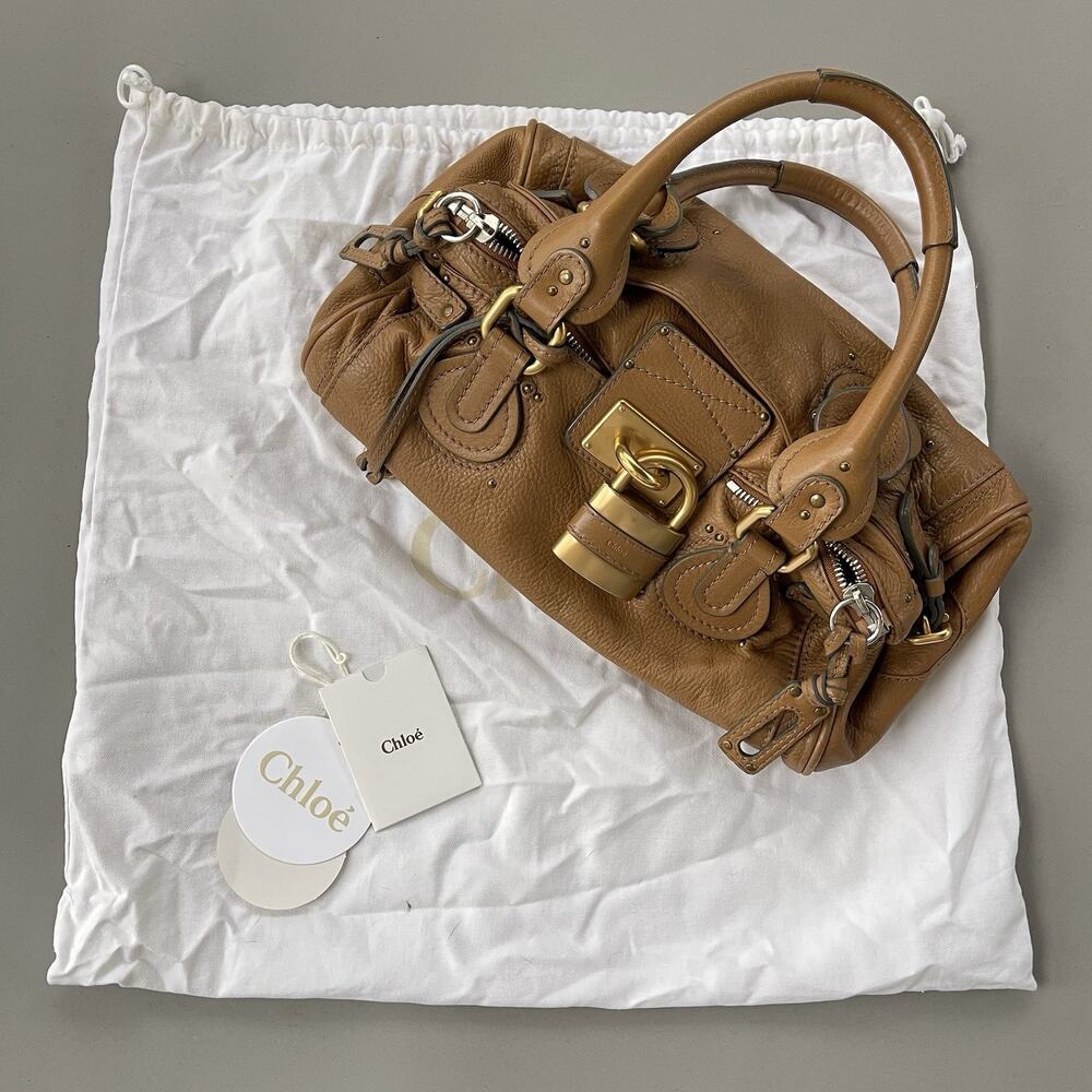 Chloe Chloé Paddington Leather Bag Medium In Tan Brown Leather Gold Hardware